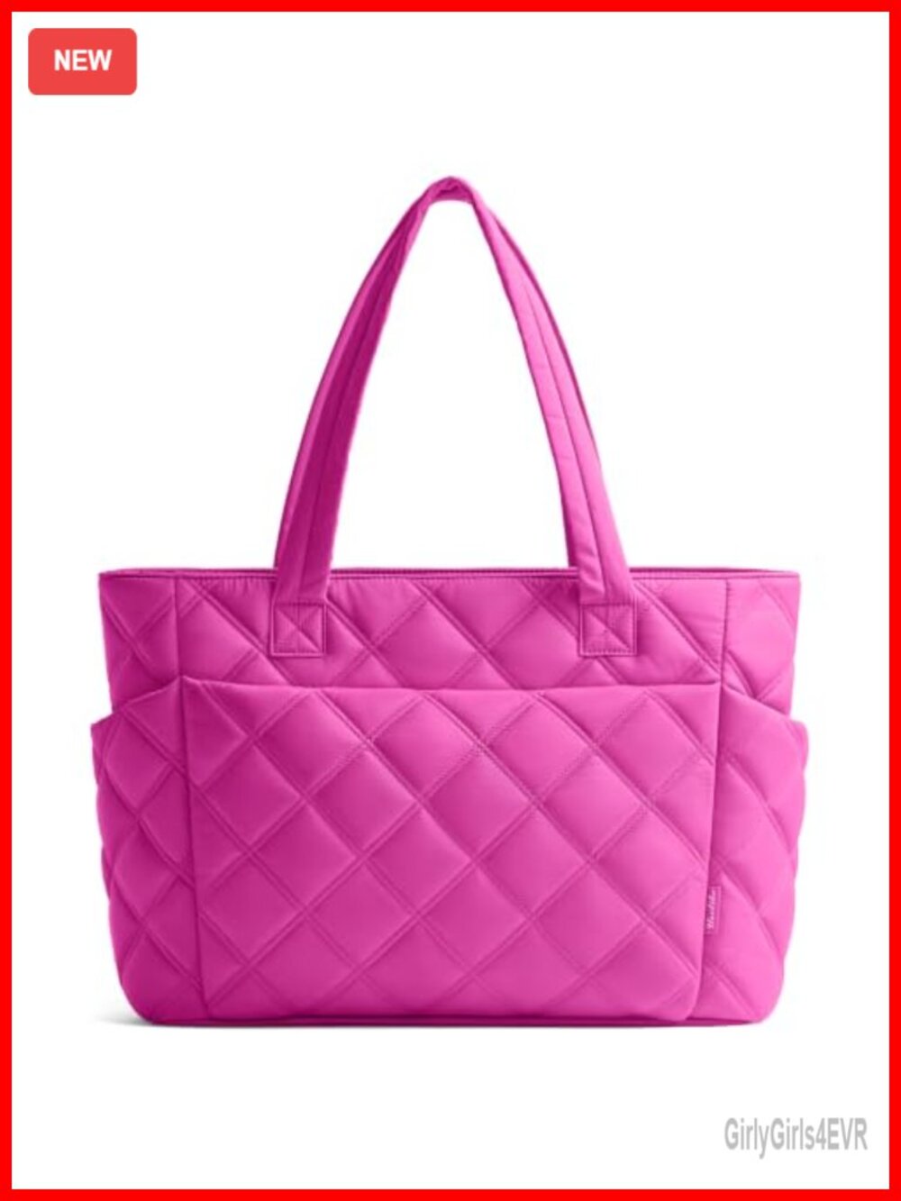 Puffer Quilted Tote Bag with Zipper for Women Laptop Work Travel Shoulder